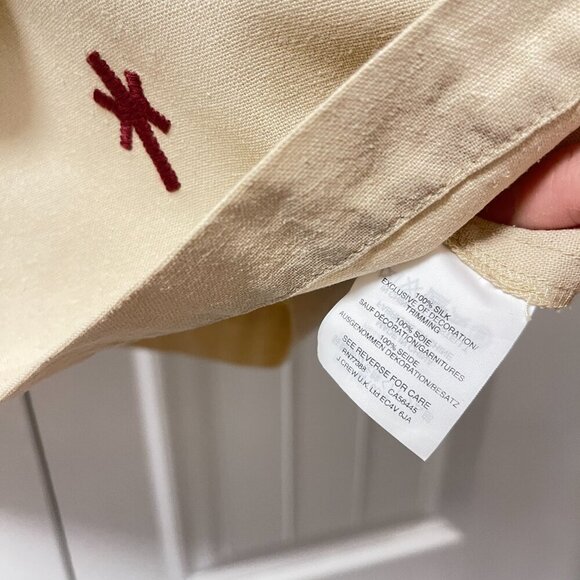 Madewell Embroidered Fringe Top Pom Pom Boho 100% Silk Cream - S - Picture 6 of 14